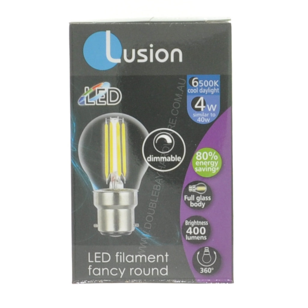 Lusion Fancy Round Filament LED Light Bulb B22 240V 4W C/DL 20236