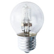 Clear halogen light bulb on a white background
