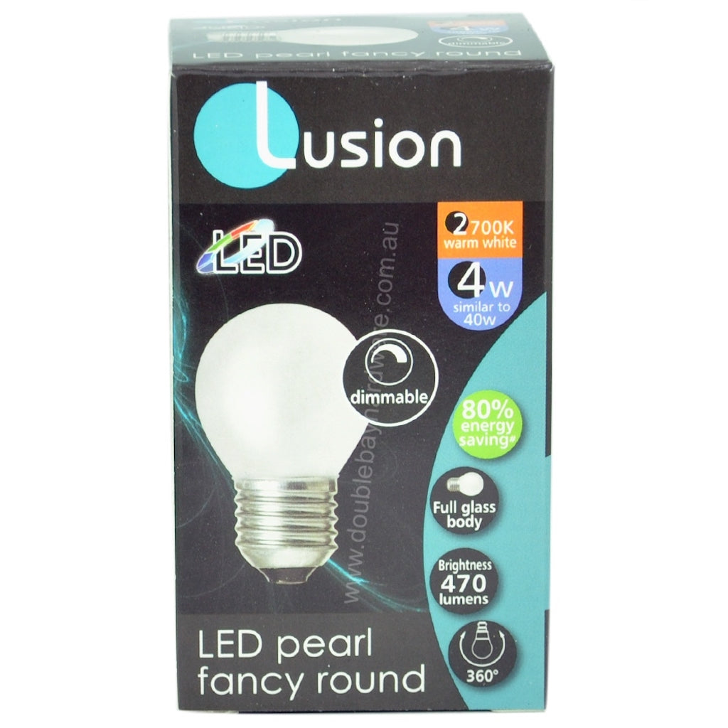 Lusion Fancy Round LED Light Bulb E27 240V 4W W/W Opal 20261