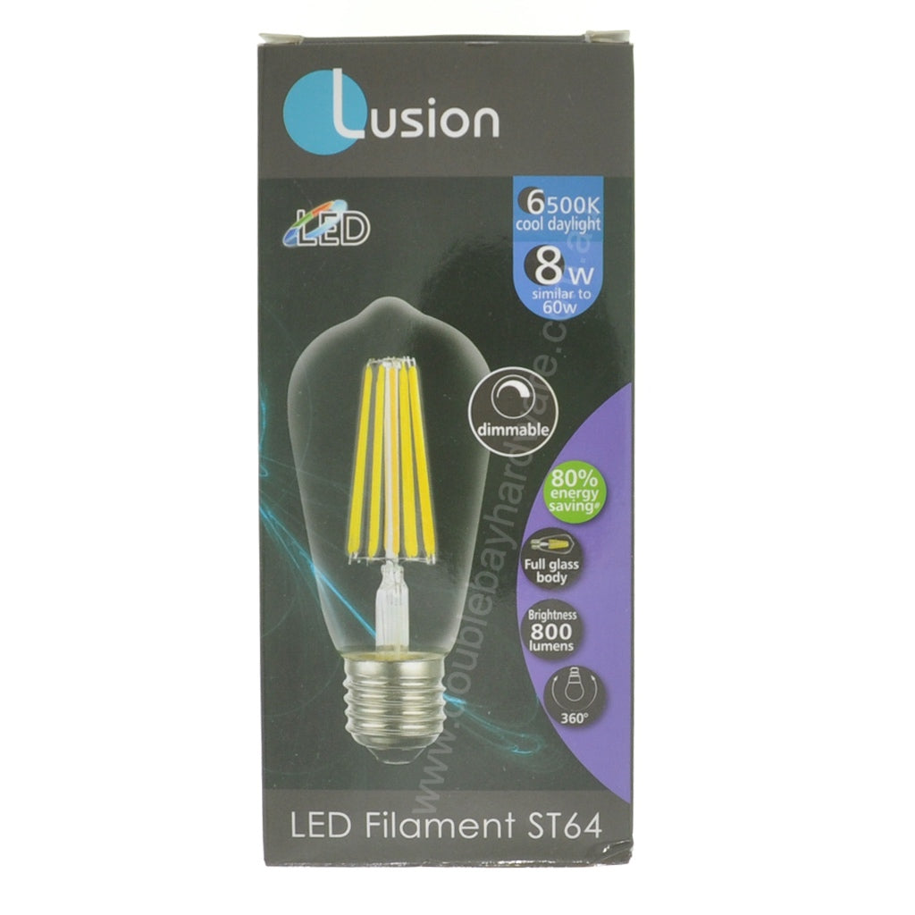 Lusion ST64 Filament LED Light Bulb E27 240V 8W C/DL 20977