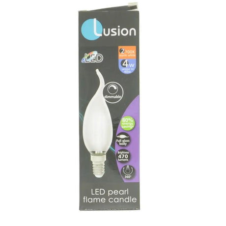 Lusion LED pearl flame candle packaging on a white background