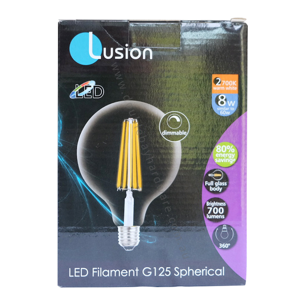 Lusion G125 Filament Spherical LED Light Bulb E27 240V 8W(60W) W/W 20960
