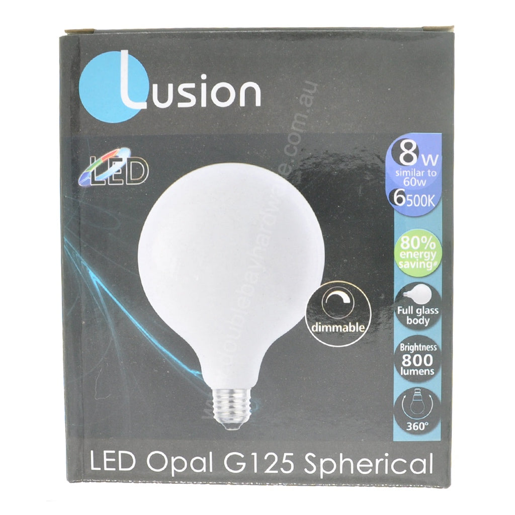 Lusion G125 Spherical LED Light Bulb E27 240V 8W C/DL Opal 20986