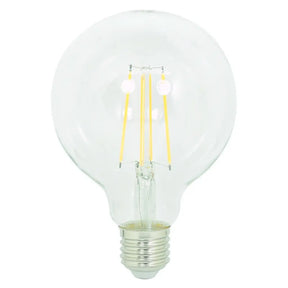 Clear LED light bulb on a white background