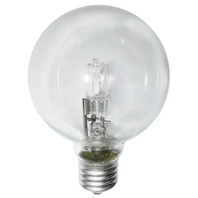 Clear halogen light bulb on a white background