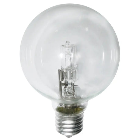 Clear halogen light bulb on a white background