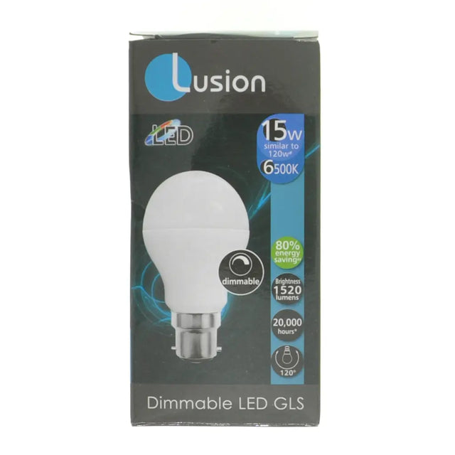 Lusion LED bulb packaging on a white background