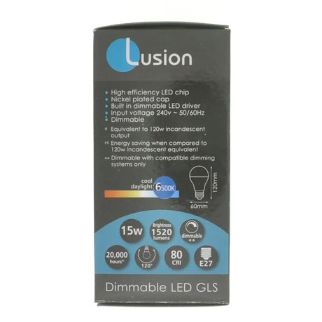 Lusion LED GLS bulb packaging on a white background