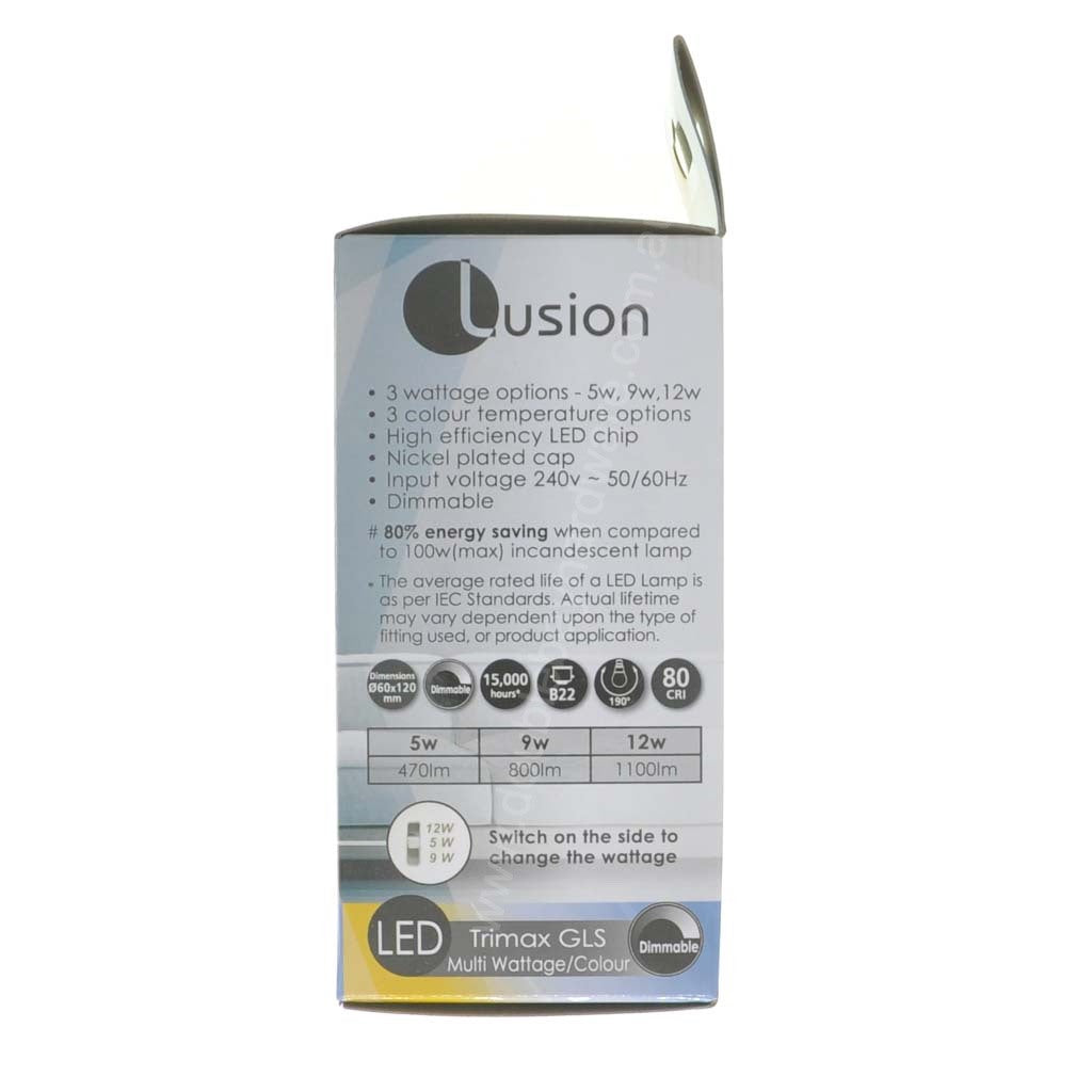 Lusion GLS Trimax Multi Wattage/Colour LED Light Bulb B22 240V 20681