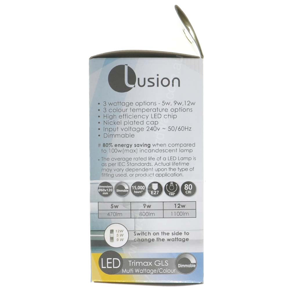 Lusion GLS Trimax Multi Wattage/Colour LED Light Bulb E27 240V 20680