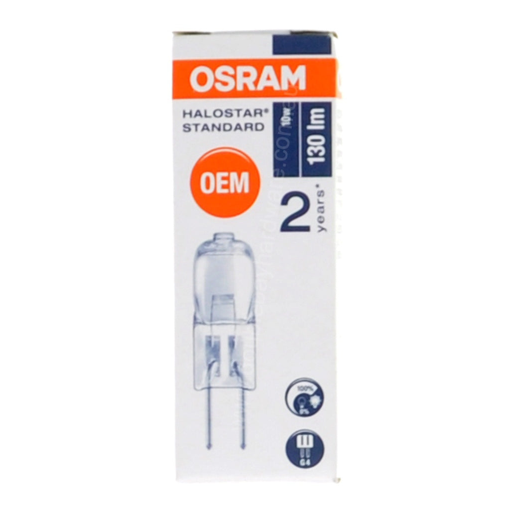 OSRAM HALOSTAR Bi-Pin Halogen Light Bulb G4 12V 10W Clear 64415