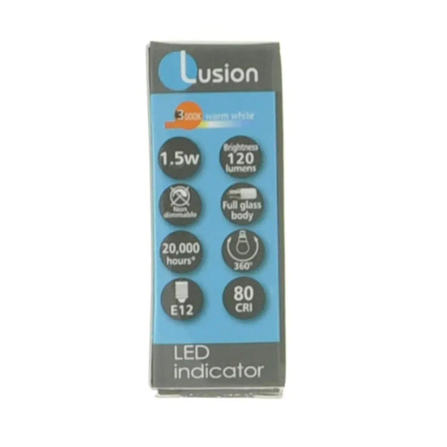 Lusion LED indicator packaging on a white background