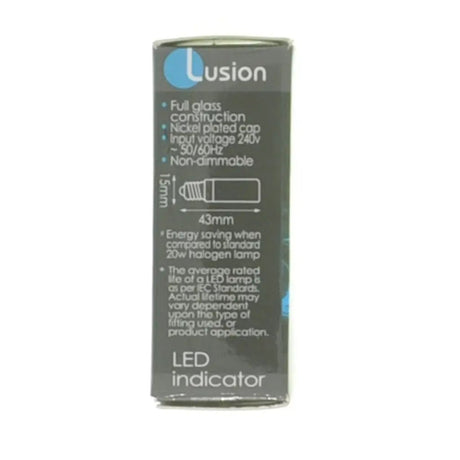 Lusion LED indicator packaging on a white background
