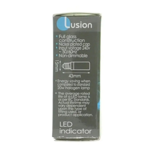 Lusion LED indicator packaging on a white background