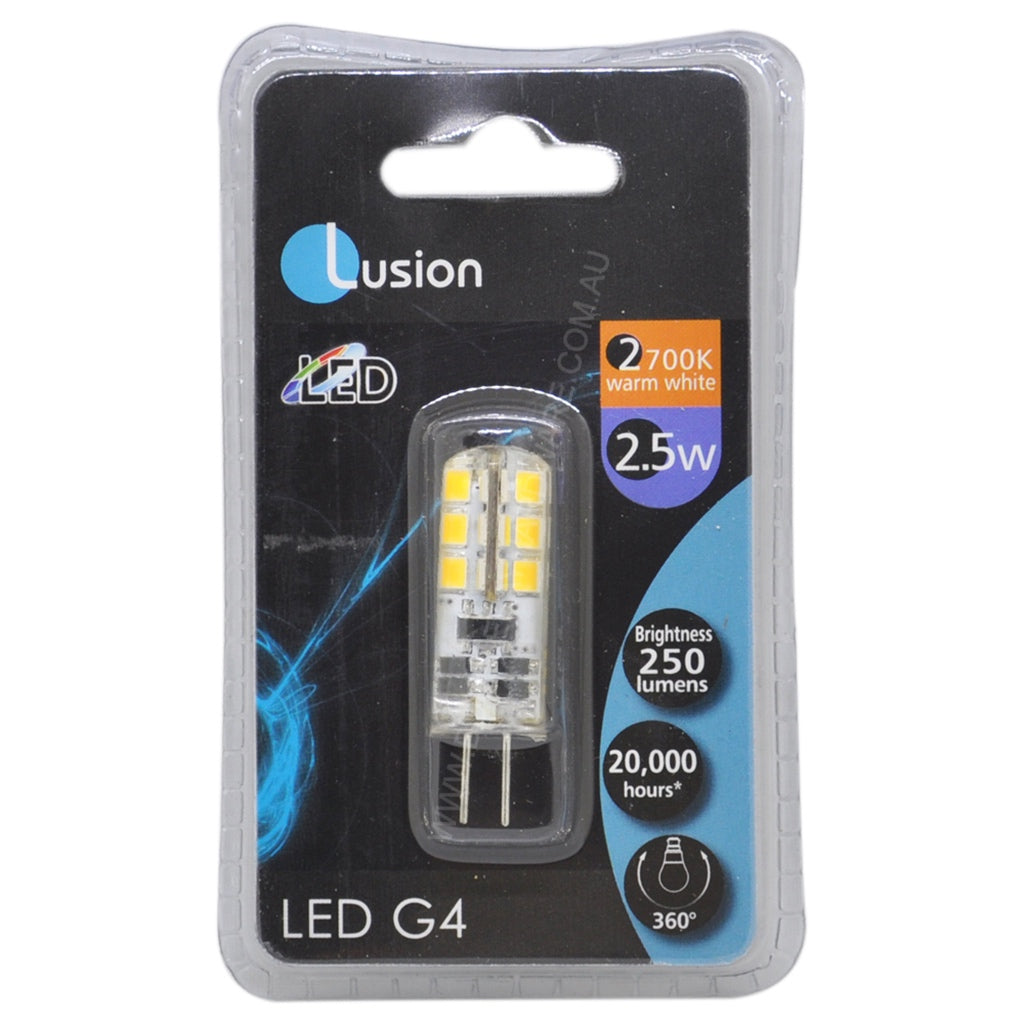 Lusion Bi-Pin LED Light Bulb G4 12V 2.5W W/W Clear 20150