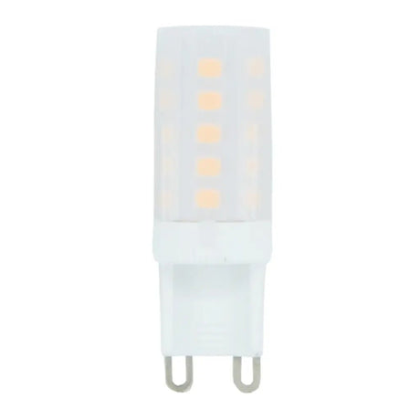 White G9 LED light bulb on a white background