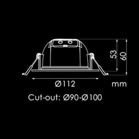 Technical drawing of a circular component with dimensions on a black background