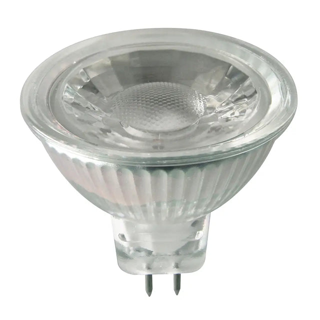 Clear halogen light bulb on a white background