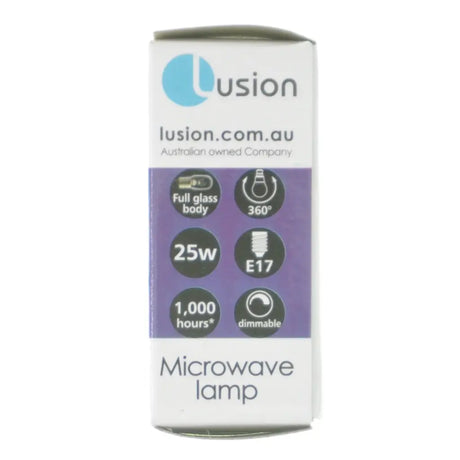 Lusion microwave lamp packaging on a white background