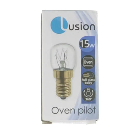 Oven pilot light bulb packaging with 'Iusion' branding on a white background