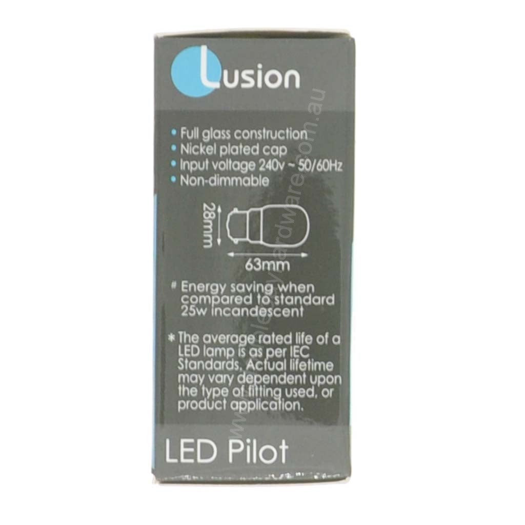 Lusion Pilot LED Light Bulb B22 240V 2.5W W/W Opal 20303