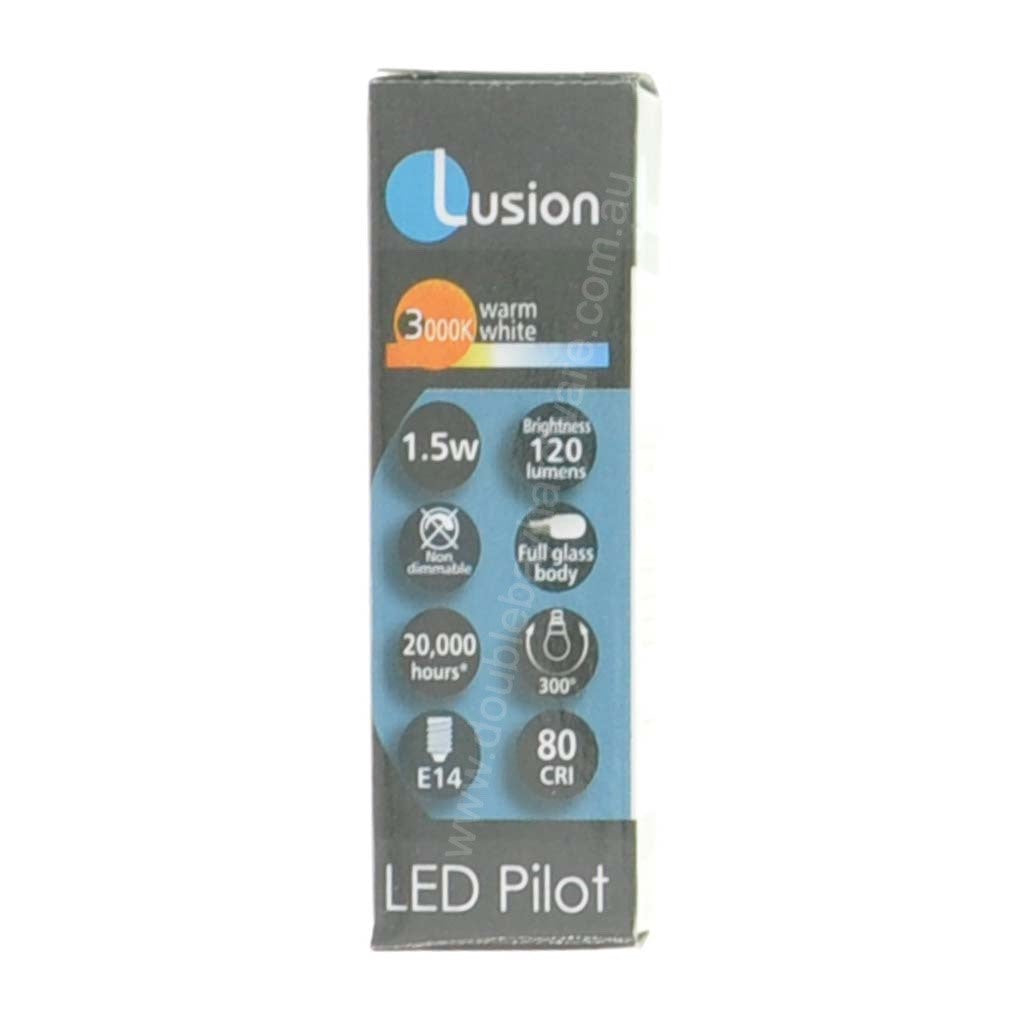 Lusion Pilot LED Light Bulb E14 240V 1.5W W/W Opal 20301
