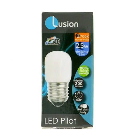 Lusion LED Pilot bulb packaging on a white background