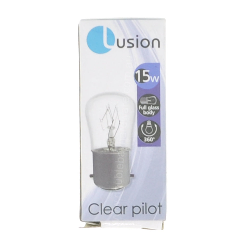 Lusion Pilot Incandescent Light Bulb B22 240V 15W Clear 45001