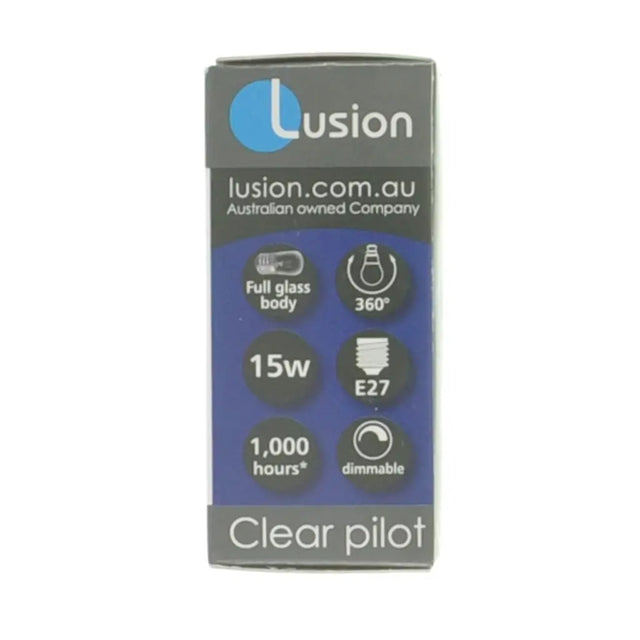 Lusion LED light bulb packaging on a white background