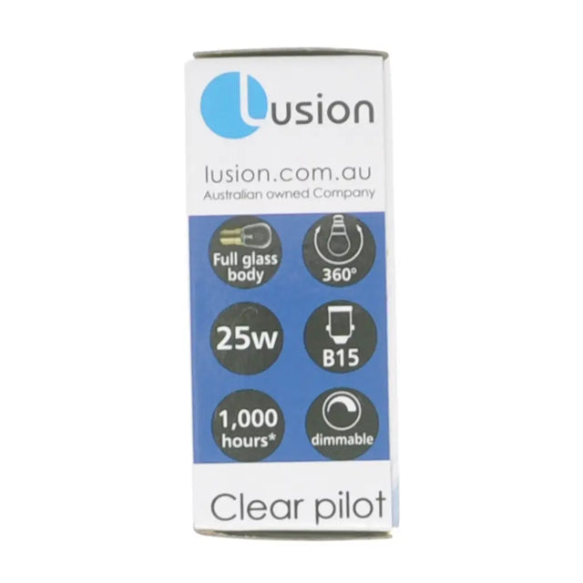 Lusion clear pilot packaging on a white background
