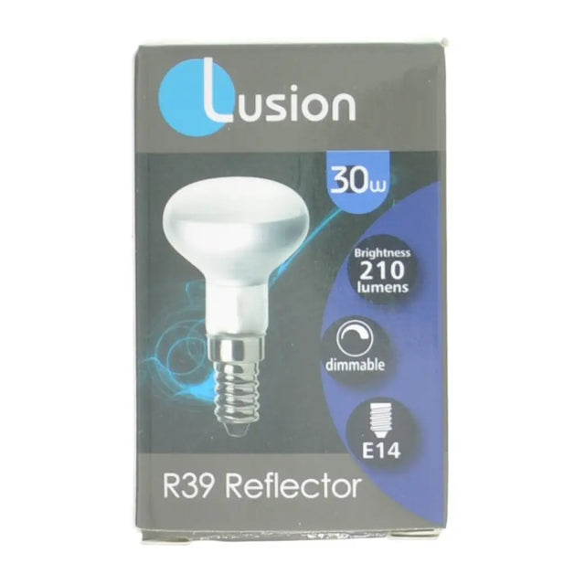 Lusion R39 Reflector light bulb packaging on a white background