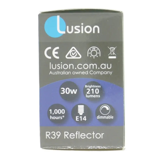 Lusion R39 Reflector packaging with product details on a white background
