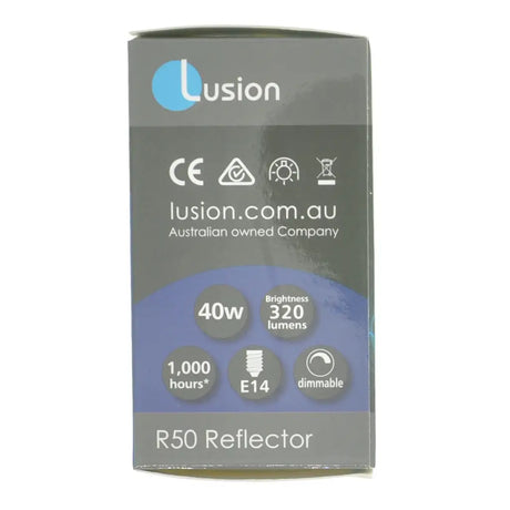 Lusion product packaging with branding and specifications on a white background