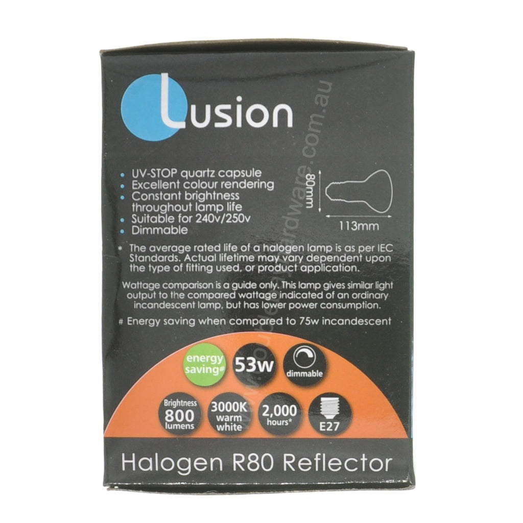 Lusion R80 Reflector Halogen Light Bulb E27 240V (53W)75W 30704