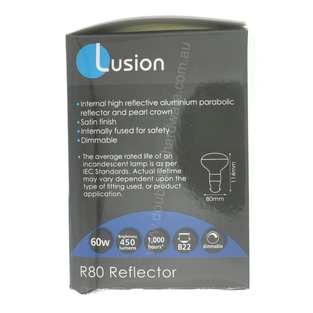 Lusion R80 Incandescent Reflector Light Bulb B22 240V 60W 30711