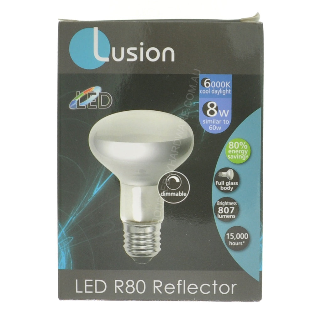 Lusion R80 Reflector LED Light Bulb E27 240V 8W C/DL 20916