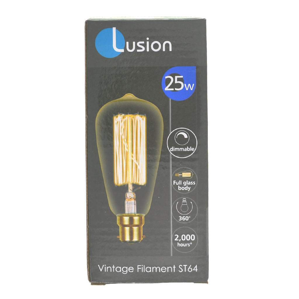 Lusion ST64 Vintage Filament Light Bulb B22 240V 25W W/W 60008