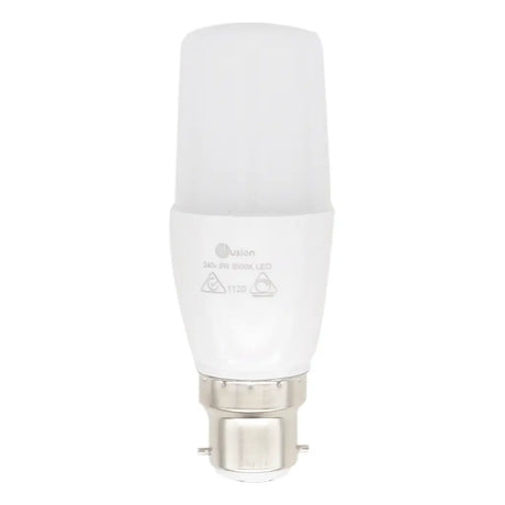 LED light bulb with visible brand logo on a white background