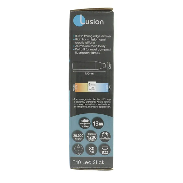 Lusion T40 LED stick packaging on a white background