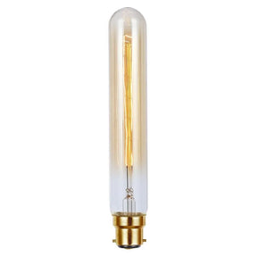 Vintage-style light bulb with gold base on a white background