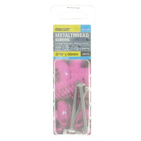 Pack of metal screws with packaging on a white background