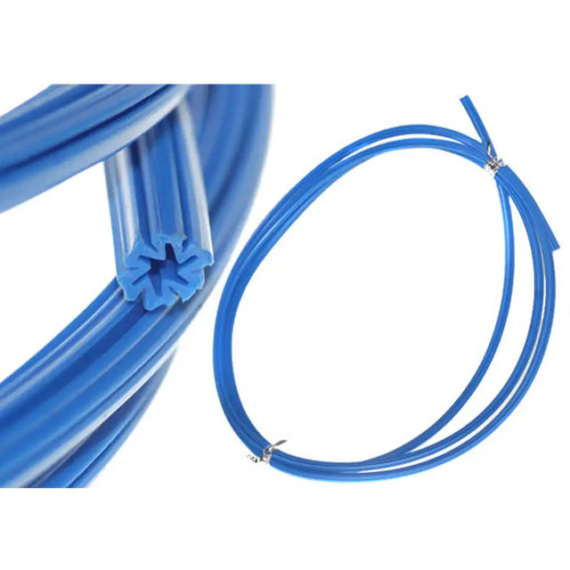 Blue plastic tubing on a white background