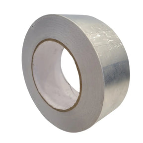 Roll of silver tape on a white background