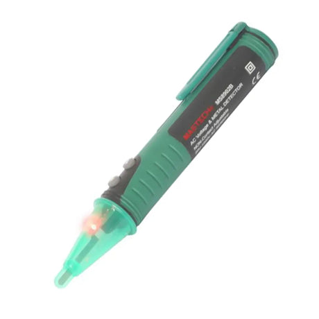 Green electrical tester pen on a white background