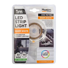 Maxem LED strip light packaging on a white background