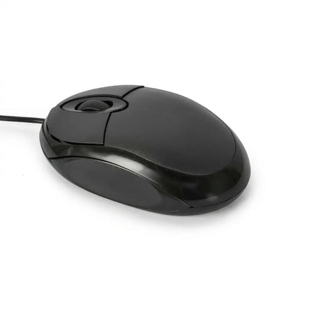 Black computer mouse on a white background