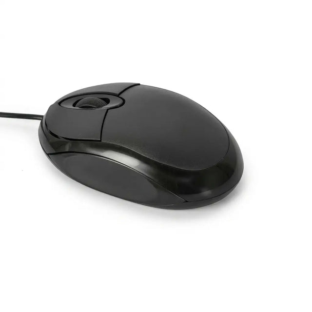 Black computer mouse on a white background