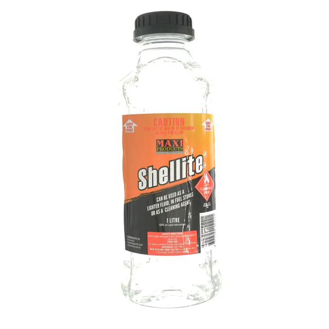 Clear bottle with Shellfite label on a white background