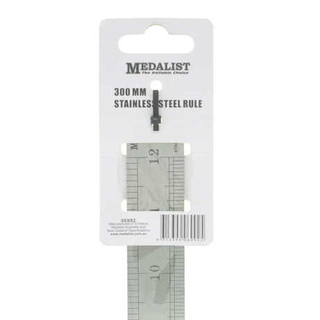 Metal ruler with 'Medalist' packaging on a white background