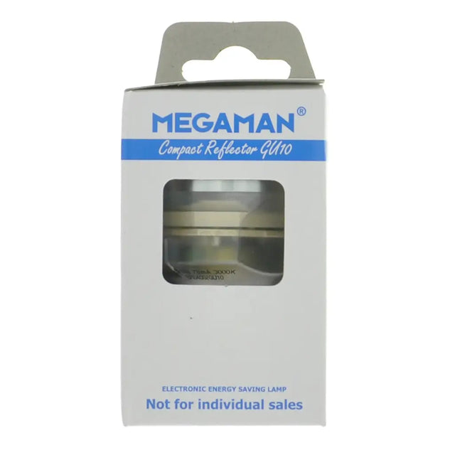 Megaman compact reflector GU10 packaging on a white background